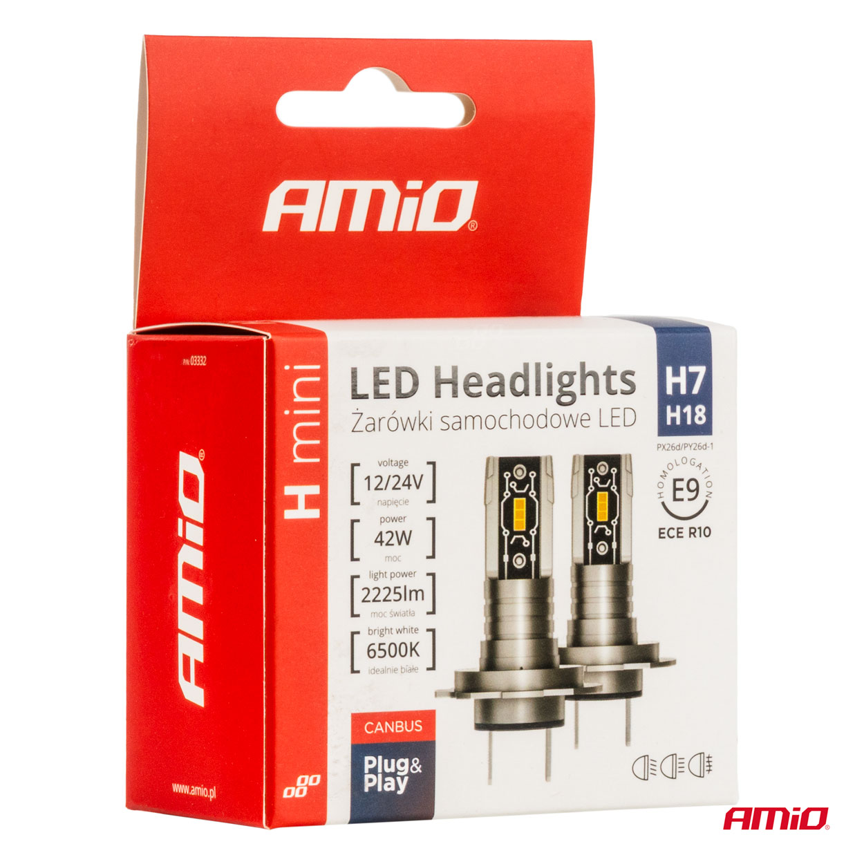 Bombilla Luz de Cruce LED Headlamp H7/H18 H-mini AMiO, 2 unid. - Imagen 5