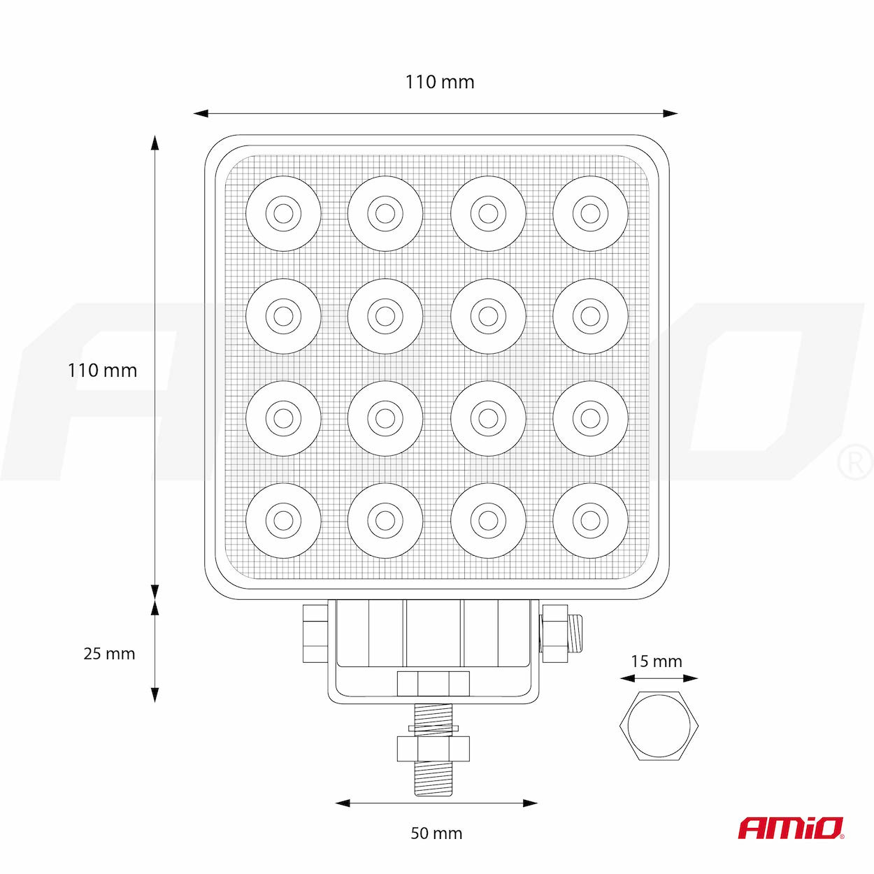 Lámpara de trabajo LED cuadrada, 3840Lm 02424 - Imagen 3