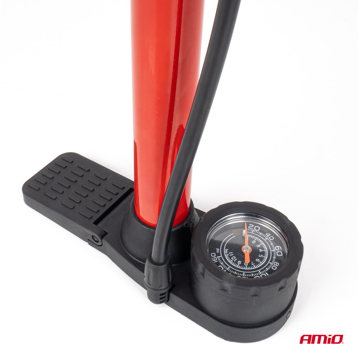 Bomba de aire manual metálica con manómetro compacta - Imagen 2
