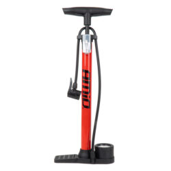 Bomba de aire manual metálica con manómetro compacta