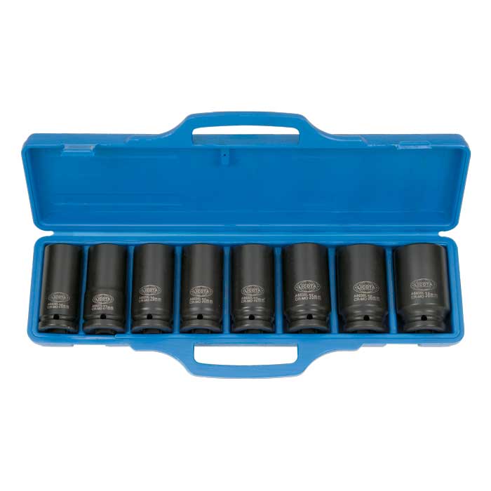 Estuche 8 vasos de impacto 3/4” largos - Acero cromo vanadio