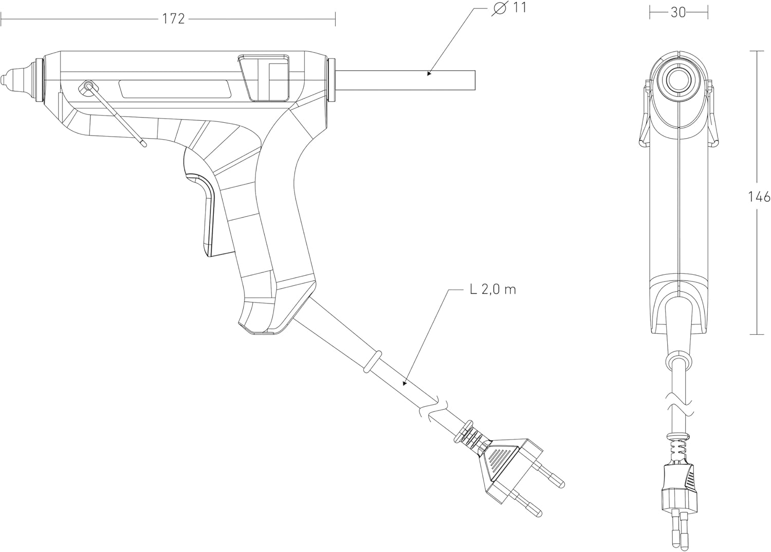 Pistola encolar GLUEMATIC 1011 - 100 - 240 V · 230 x 45 x 185 mm - Imagen 3