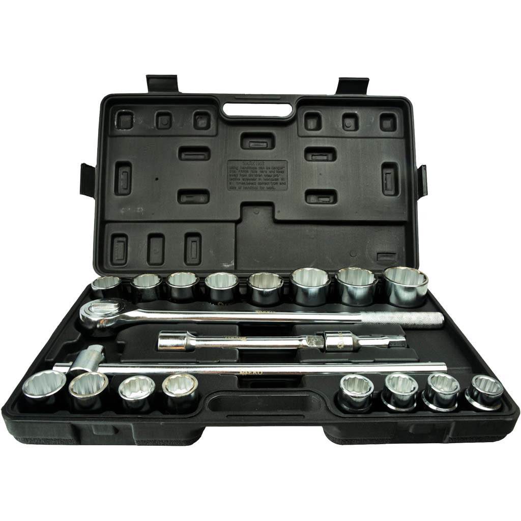 Estuche de 3/4", 21pcs 12 caras 19-50mm - acero