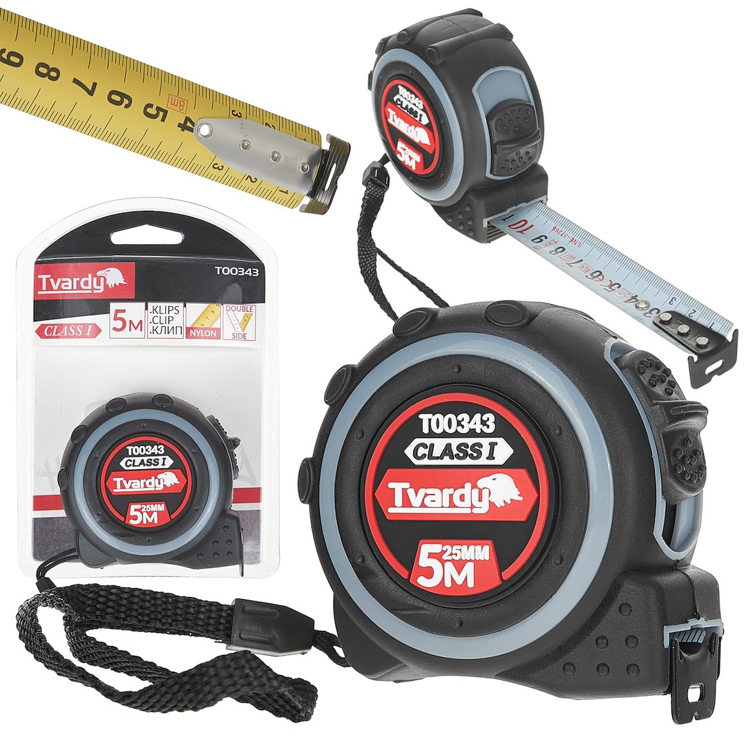 Cinta métrica de nailon de doble cara 5m/25mm CLASE I - acero