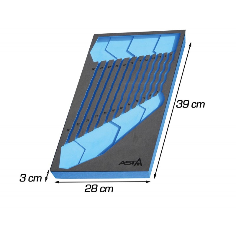Bandeja espuma llaves acodadas 28x39mm para uso profesional y doméstico