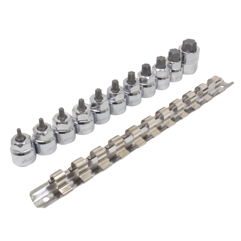 Vasos + punta Torx 3/8", perfil bajo, 11pcs - Acero · 11 piezas - Imagen 2