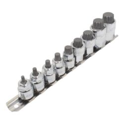 Vasos + punta Xzn 3/8"-1/2", perfil bajo, 9pcs - 9 piezas · Acero