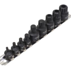 Vasos + punta Impacto Xzn 1/4"-3/8", perfil bajo, 9pcs - 9 piezas